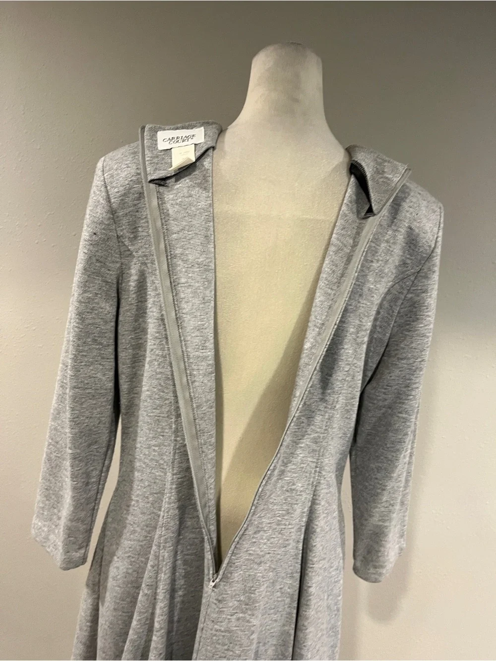 Vintage Gray Long-Sleeve mini Dress size 16 - Picture 7 of 13